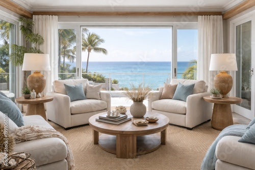 Chic seaside living space w...