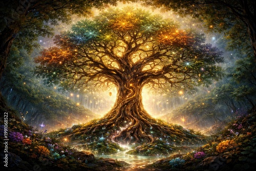 Detailed graphic of the enchanted tree symbolizing thriving and individuality