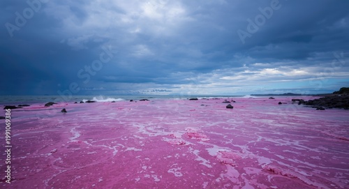 Vivid pink water merging wi...