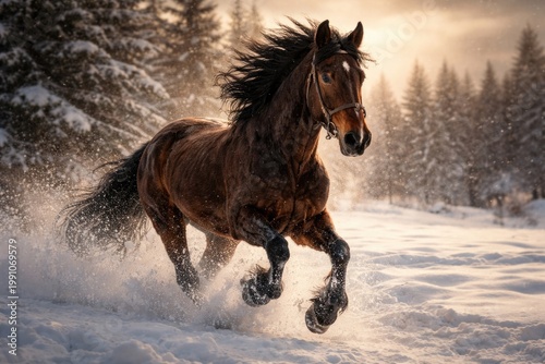 Vintage style horse gallopi...