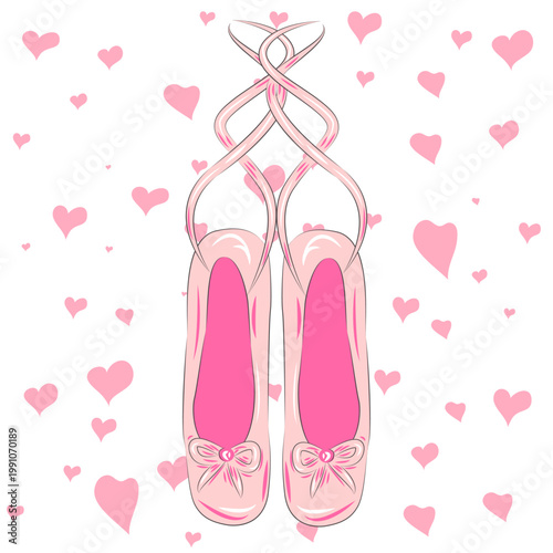 Konstfotografi Delicate pink pointe shoes with pink ribbons for ballet dancing