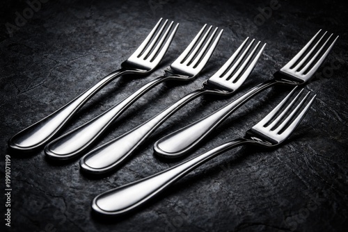 shiny metallic forks displa...