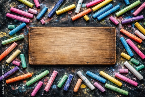 Colorful chalk sticks scatt...