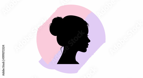 Woman Silhouette Profile Hair Bun.