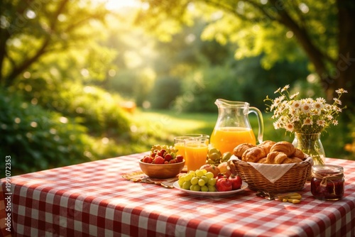 Morning garden scene featur...