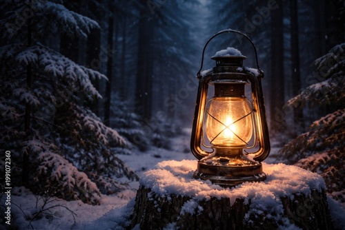 Glowing lantern lighting a ...
