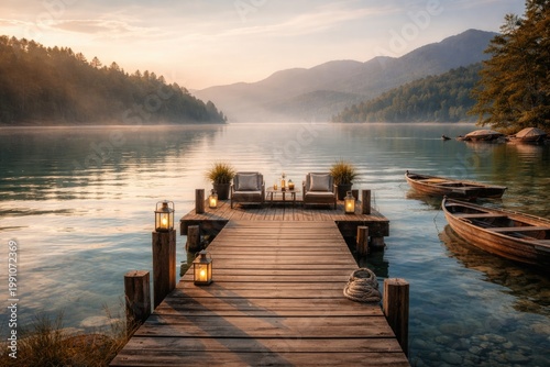 Calm waters with a quaint w...