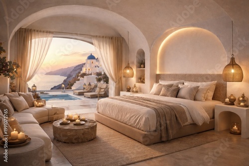 Upscale luxury villa bedroo...