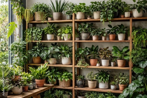 Assorted potted plants deco...
