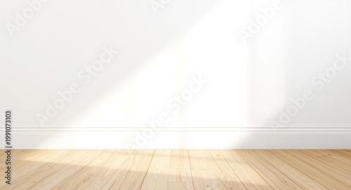 White wall with wooden floo...