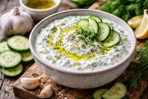 Refreshing yogurt and cucum...