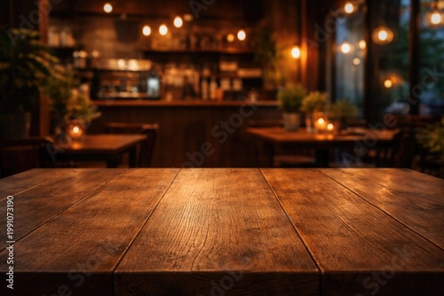 Coffee shop wooden table id...