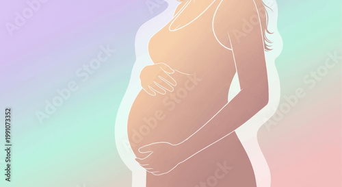 Pregnant woman expecting baby illustration.