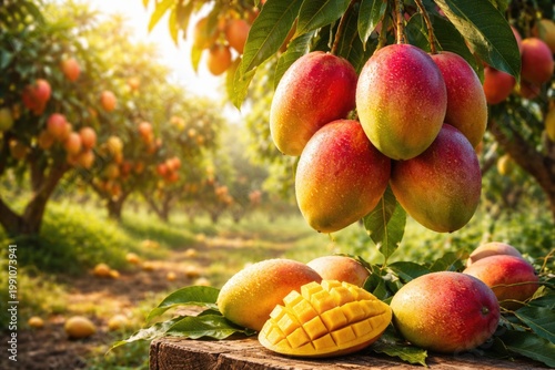 Fresh tropical mango fruits...