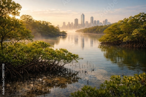 Morning mangrove landscape ...