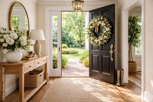 Bright foyer showcasing a w...