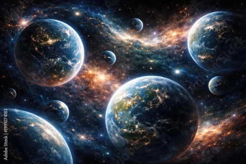 Artistic depiction of many ...