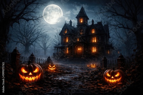 Dark Halloween scene with h...