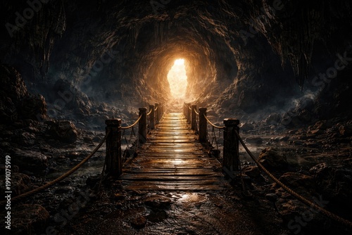 Wooden bridge exit highligh...