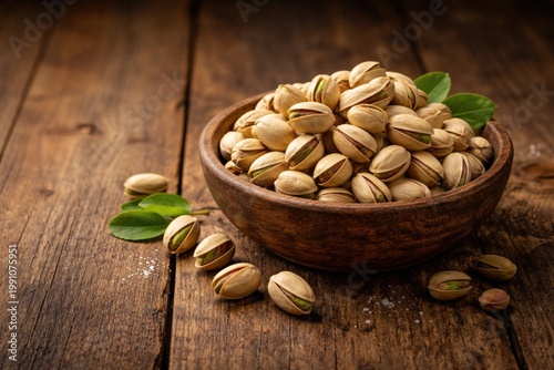 Organic pistachio nuts in a...