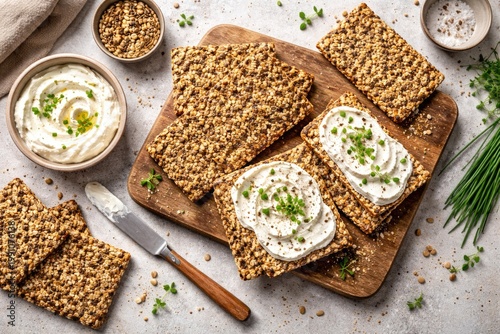 Flat lay of crunchy gluten ...