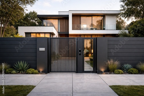 Minimalist styled fence fea...