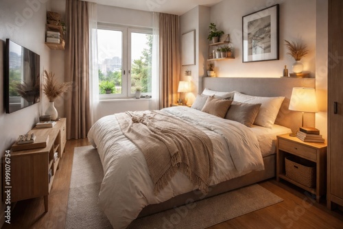 Compact bedroom design with...
