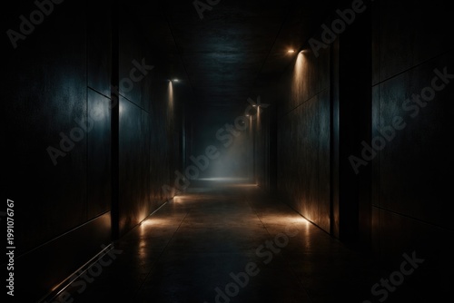 dimly lit abstract corridor...