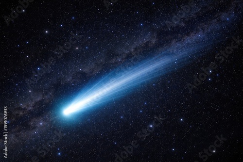 Comet glowing brightly with...