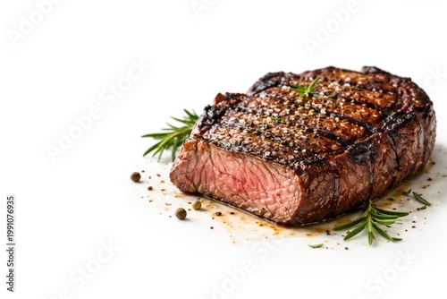 juicy cooked steak placed o...