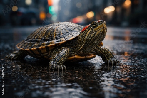 Happy red eared slider turt...