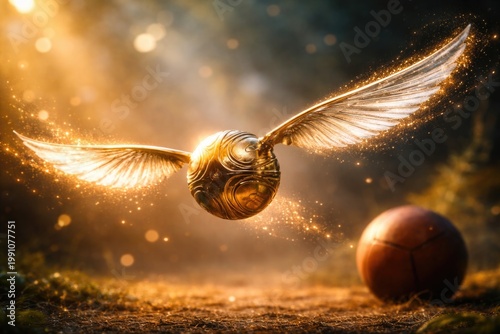 Golden snitch flying with r...