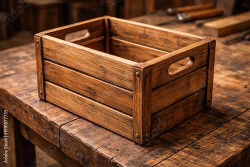 AI generated wooden crate d...