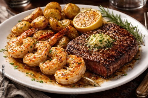 Delicious meal of shrimp pa...