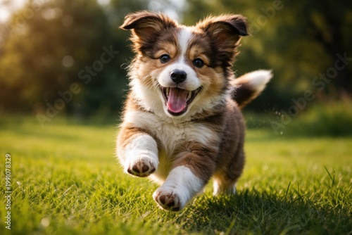 Energetic puppy running fre...