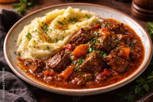Delicious goulash served wi...