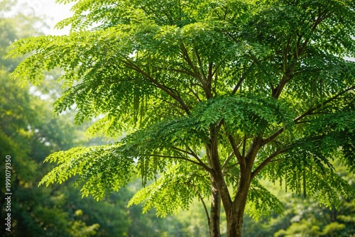 Moringa tree with lush gree...