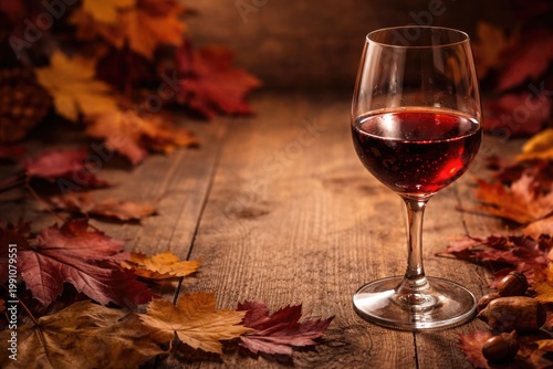 Close up of red wine glass ...
