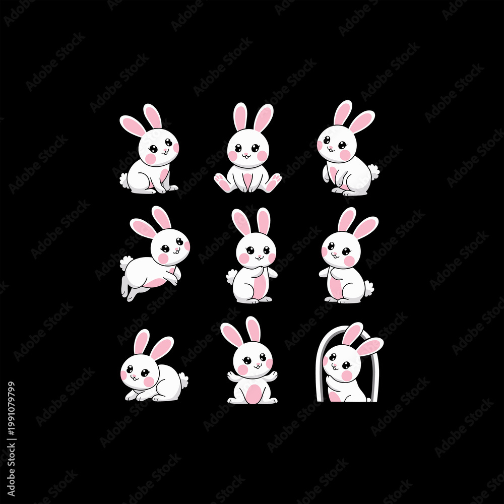 Obraz premium easter bunny and eggs set of easter rabbits and eggs bundle of rabits vector image.