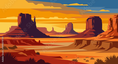 Fotografie Monument Valley Desert Landscape Vector