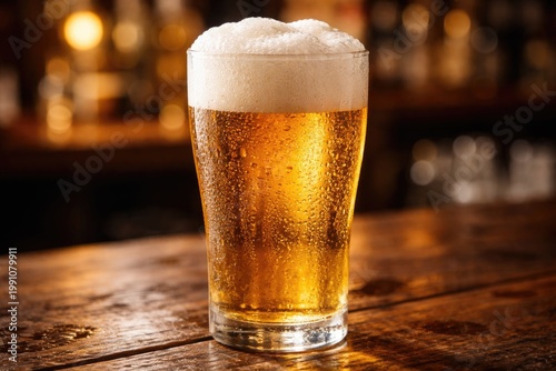 Chilled glass of golden bee...
