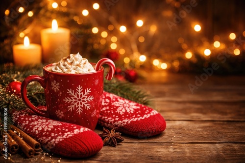 Festive red mug and mittens...
