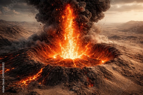Blazing fire eruption from ...