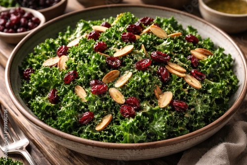 Healthy kale salad with toa...