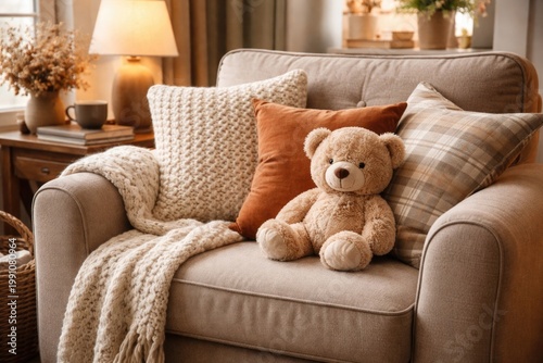 Cozy armchair decorated wit...