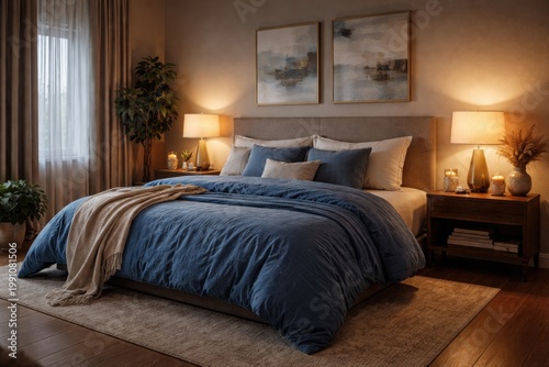 relaxing bedroom setup show...