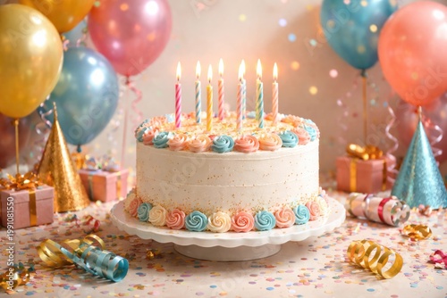 Elegant birthday cake surro...