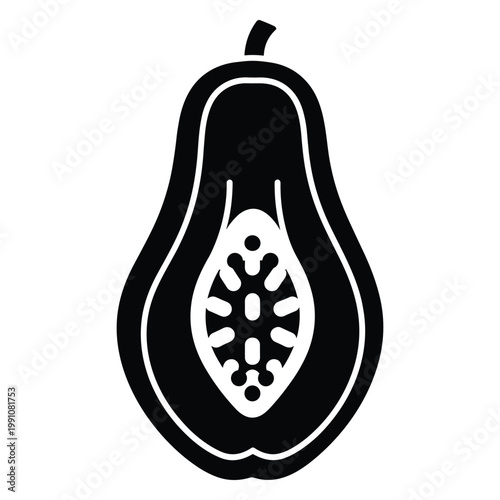 Papaya Icon Half Tropical Fruit Symbol