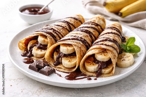 Sweet crepes filled with ba...