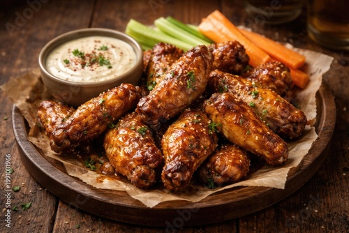 Tender chicken wings served...